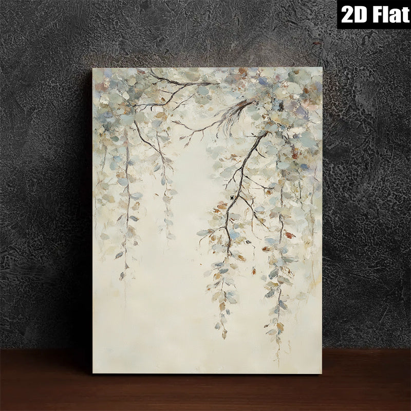 2D flat 1pc Willow Branch Painting Modern Farmhouse Wall Art for Living Room Bedroom Home Decor Gallery Wrapped Canvas Prints Teal Gray Neutral Tones