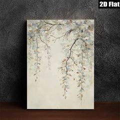 2D flat 1pc Willow Branch Painting Modern Farmhouse Wall Art for Living Room Bedroom Home Decor Gallery Wrapped Canvas Prints Teal Gray Neutral Tones