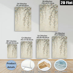 2D flat 1pc Willow Branch Painting Modern Farmhouse Wall Art for Living Room Bedroom Home Decor Gallery Wrapped Canvas Prints Teal Gray Neutral Tones