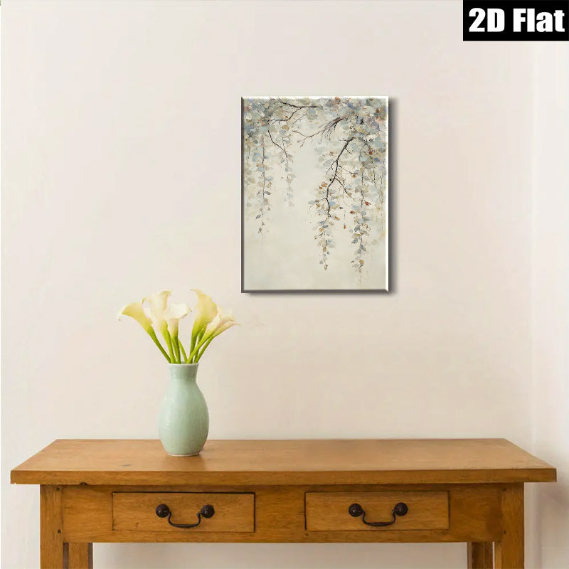 2D flat 1pc Willow Branch Painting Modern Farmhouse Wall Art for Living Room Bedroom Home Decor Gallery Wrapped Canvas Prints Teal Gray Neutral Tones