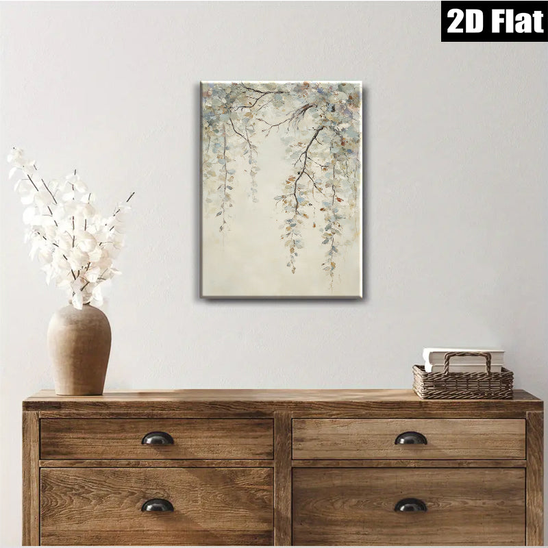 2D flat 1pc Willow Branch Painting Modern Farmhouse Wall Art for Living Room Bedroom Home Decor Gallery Wrapped Canvas Prints Teal Gray Neutral Tones