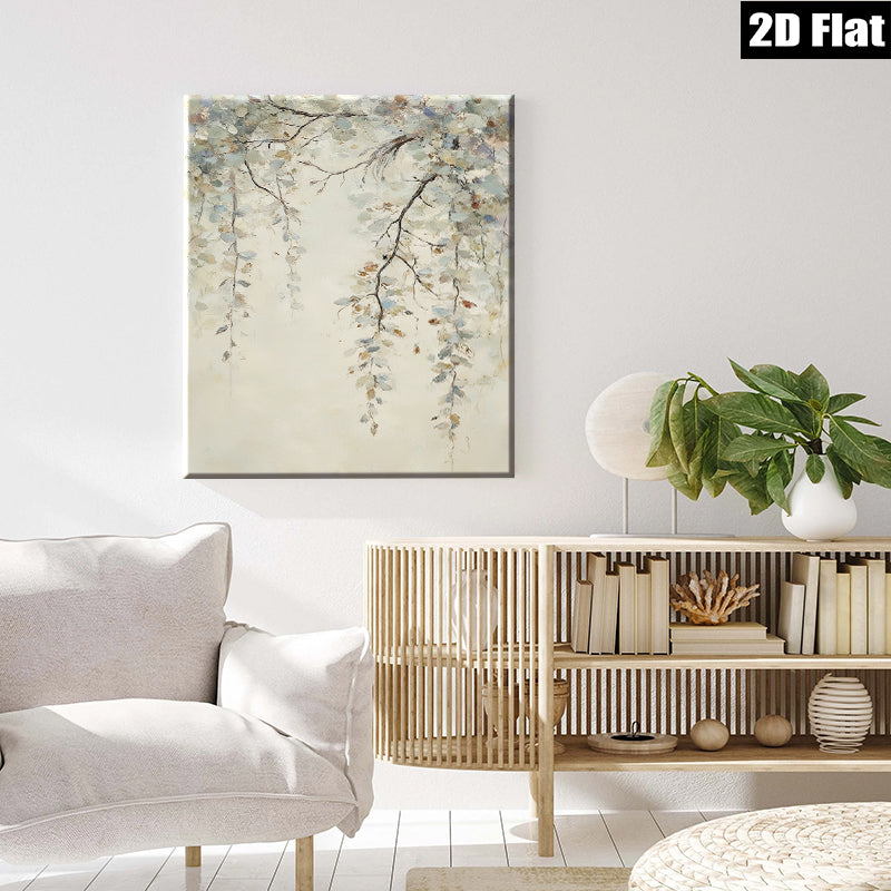 2D flat 1pc Willow Branch Painting Modern Farmhouse Wall Art for Living Room Bedroom Home Decor Gallery Wrapped Canvas Prints Teal Gray Neutral Tones