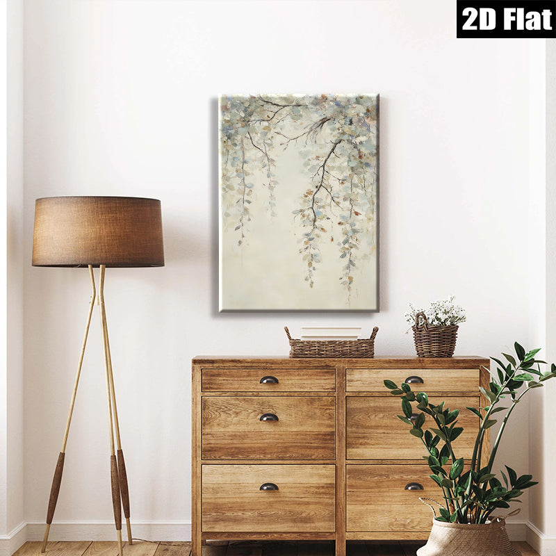 2D flat 1pc Willow Branch Painting Modern Farmhouse Wall Art for Living Room Bedroom Home Decor Gallery Wrapped Canvas Prints Teal Gray Neutral Tones