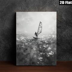 2D flat 1pc Windswept Sailor Dramatic Ocean Canvas Wall Art Coastal Beach Home Decor Living Room Bedroom Modern Farmhouse Style