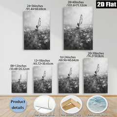 2D flat 1pc Windswept Sailor Dramatic Ocean Canvas Wall Art Coastal Beach Home Decor Living Room Bedroom Modern Farmhouse Style