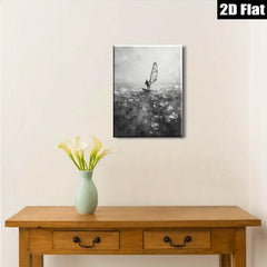 2D flat 1pc Windswept Sailor Dramatic Ocean Canvas Wall Art Coastal Beach Home Decor Living Room Bedroom Modern Farmhouse Style