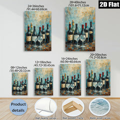 2D flat 1pc Wine Bottles Still Life Painting for Dining Room Bar Kitchen Home Decor Wall Art Canvas Prints Modern Farmhouse Style
