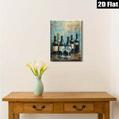 2D flat 1pc Wine Bottles Still Life Painting for Dining Room Bar Kitchen Home Decor Wall Art Canvas Prints Modern Farmhouse Style