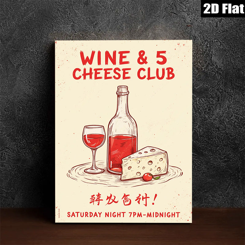 2D flat 1pc Wine Cheese Still Life Painting Modern Farmhouse Kitchen Decor Rustic Dining Room Wall Art Gallery Wrapped Canvas Prints for Living Room Bedroom Bar