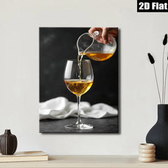 2D flat 1pc Wine Pouring Still Life Kitchen Dining Room Wall Decor Modern Farmhouse Living Room Gallery Wrapped Canvas Prints for Home