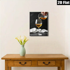 2D flat 1pc Wine Pouring Still Life Kitchen Dining Room Wall Decor Modern Farmhouse Living Room Gallery Wrapped Canvas Prints for Home