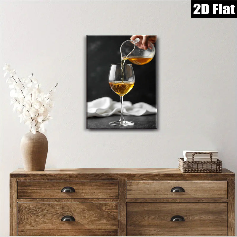 2D flat 1pc Wine Pouring Still Life Kitchen Dining Room Wall Decor Modern Farmhouse Living Room Gallery Wrapped Canvas Prints for Home