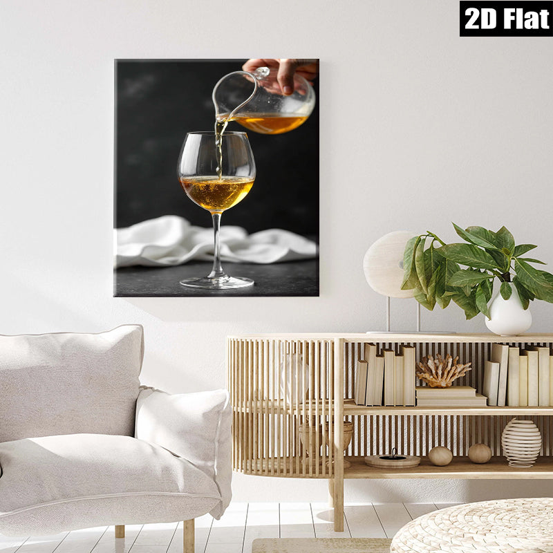 2D flat 1pc Wine Pouring Still Life Kitchen Dining Room Wall Decor Modern Farmhouse Living Room Gallery Wrapped Canvas Prints for Home