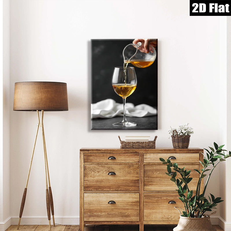 2D flat 1pc Wine Pouring Still Life Kitchen Dining Room Wall Decor Modern Farmhouse Living Room Gallery Wrapped Canvas Prints for Home