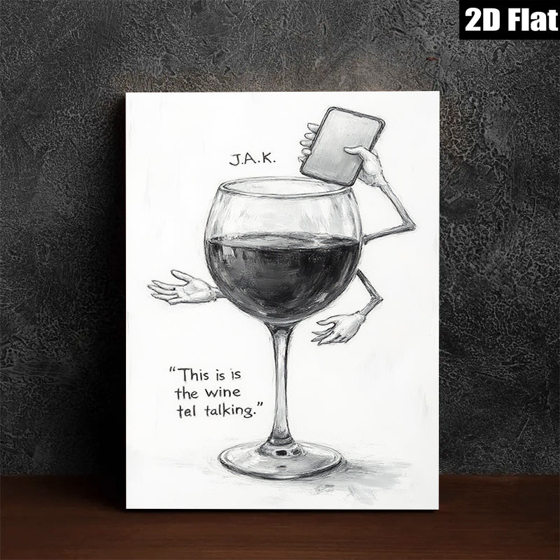 2D flat 1pc Wine glass chats on phone modern wall art for living room bedroom decor farmhouse style canvas prints cozy home gifts