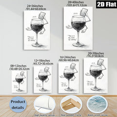2D flat 1pc Wine glass chats on phone modern wall art for living room bedroom decor farmhouse style canvas prints cozy home gifts