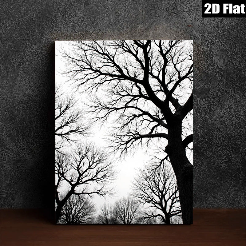 2D flat 1pc Winter Bare Tree Branches Silhouettes Cozy Farmhouse Wall Decor Living Room Bedroom Canvas Prints Modern Gallery Wrapped Art Coastal Aesthetic