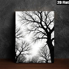 2D flat 1pc Winter Bare Tree Branches Silhouettes Cozy Farmhouse Wall Decor Living Room Bedroom Canvas Prints Modern Gallery Wrapped Art Coastal Aesthetic
