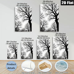 2D flat 1pc Winter Bare Tree Branches Silhouettes Cozy Farmhouse Wall Decor Living Room Bedroom Canvas Prints Modern Gallery Wrapped Art Coastal Aesthetic