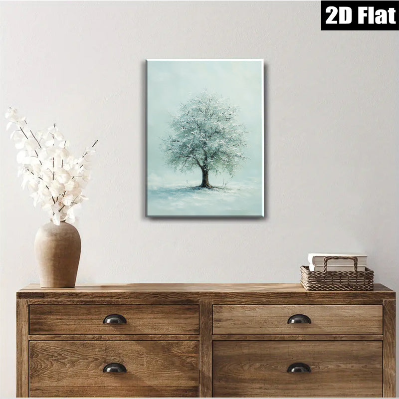 2D flat 1pc Winter Bare Tree Landscape Wall Art Canvas Prints for Living Room Bedroom Home Decor farmhouse style modern minimalist gallery wrapped timeless cozy statement piece
