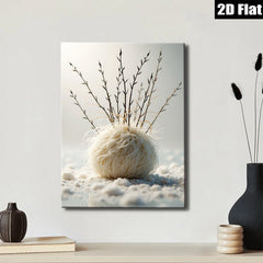 2D flat 1pc Winter Bloom delicate floral arrangement farmhouse wall decor living room bedroom gallery wrapped canvas print modern minimalist art
