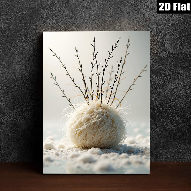 2D flat 1pc Winter Bloom delicate floral arrangement farmhouse wall decor living room bedroom gallery wrapped canvas print modern minimalist art