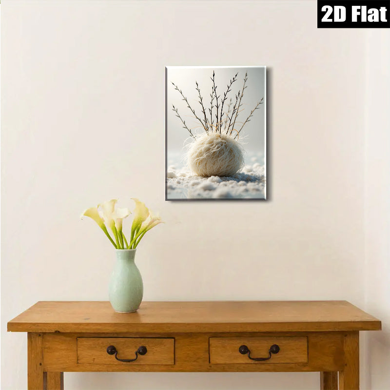 2D flat 1pc Winter Bloom delicate floral arrangement farmhouse wall decor living room bedroom gallery wrapped canvas print modern minimalist art