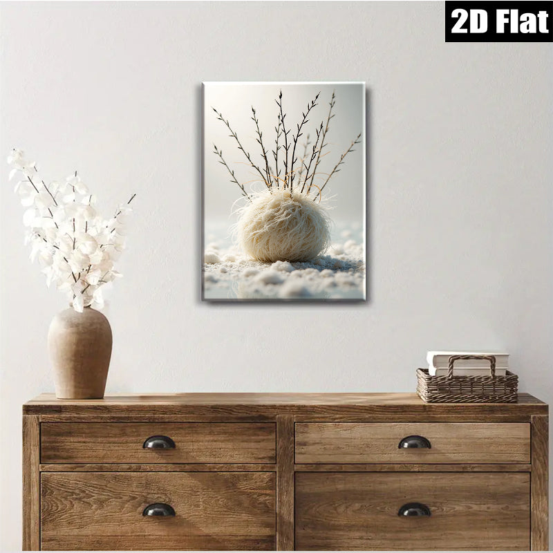 2D flat 1pc Winter Bloom delicate floral arrangement farmhouse wall decor living room bedroom gallery wrapped canvas print modern minimalist art