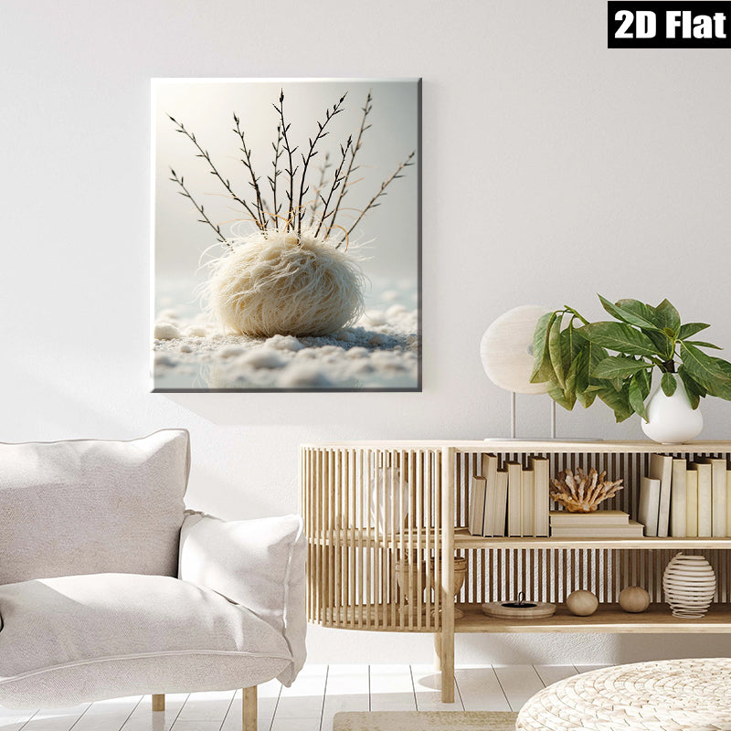 2D flat 1pc Winter Bloom delicate floral arrangement farmhouse wall decor living room bedroom gallery wrapped canvas print modern minimalist art