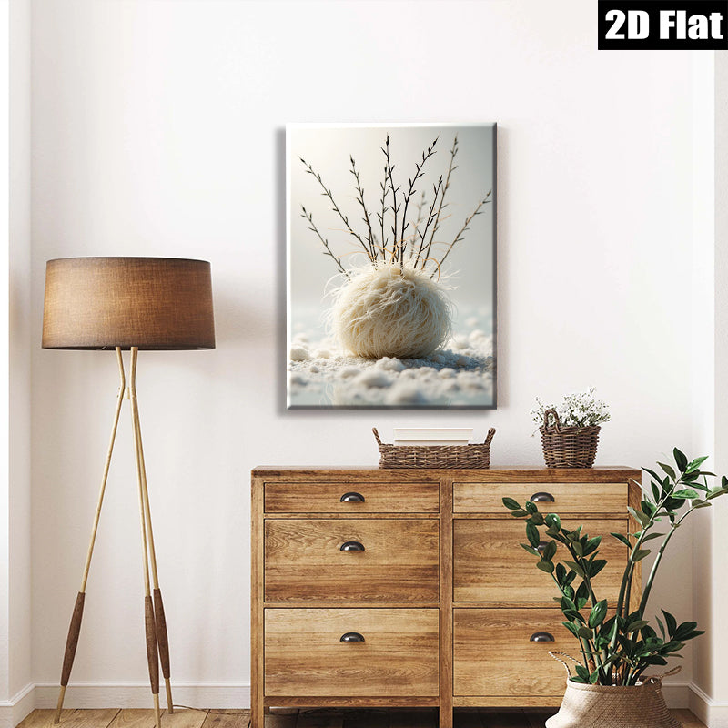 2D flat 1pc Winter Bloom delicate floral arrangement farmhouse wall decor living room bedroom gallery wrapped canvas print modern minimalist art