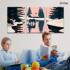 2D flat 1pc Winter Cabin Horse Scene Wall Art Farmhouse Decor Living Room Bedroom Gallery Wrapped Canvas Prints Modern Rustic Home Décor Trending Now