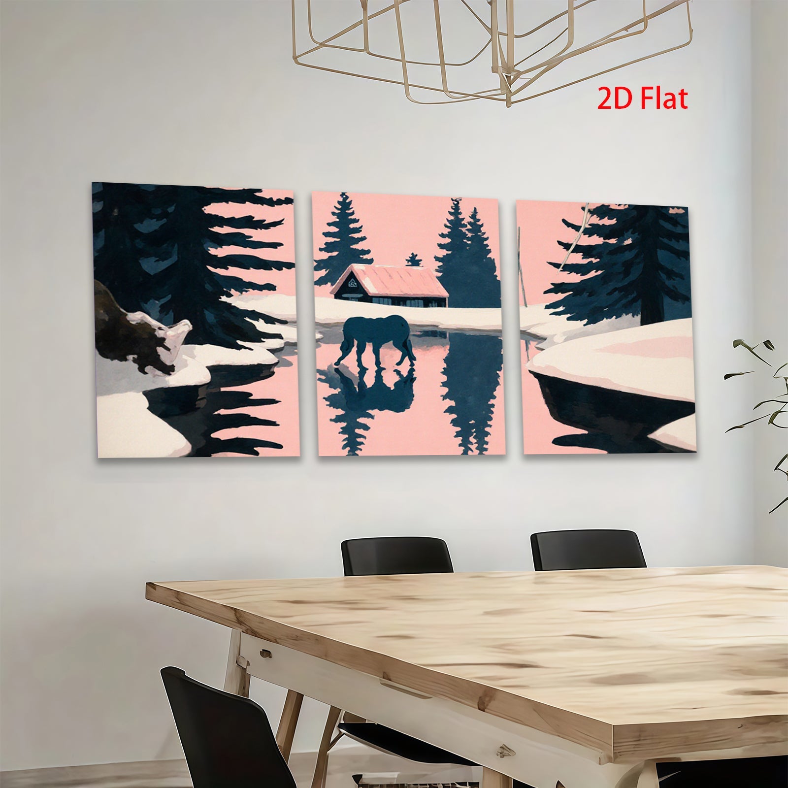 2D flat 1pc Winter Cabin Horse Scene Wall Art Farmhouse Decor Living Room Bedroom Gallery Wrapped Canvas Prints Modern Rustic Home Décor Trending Now