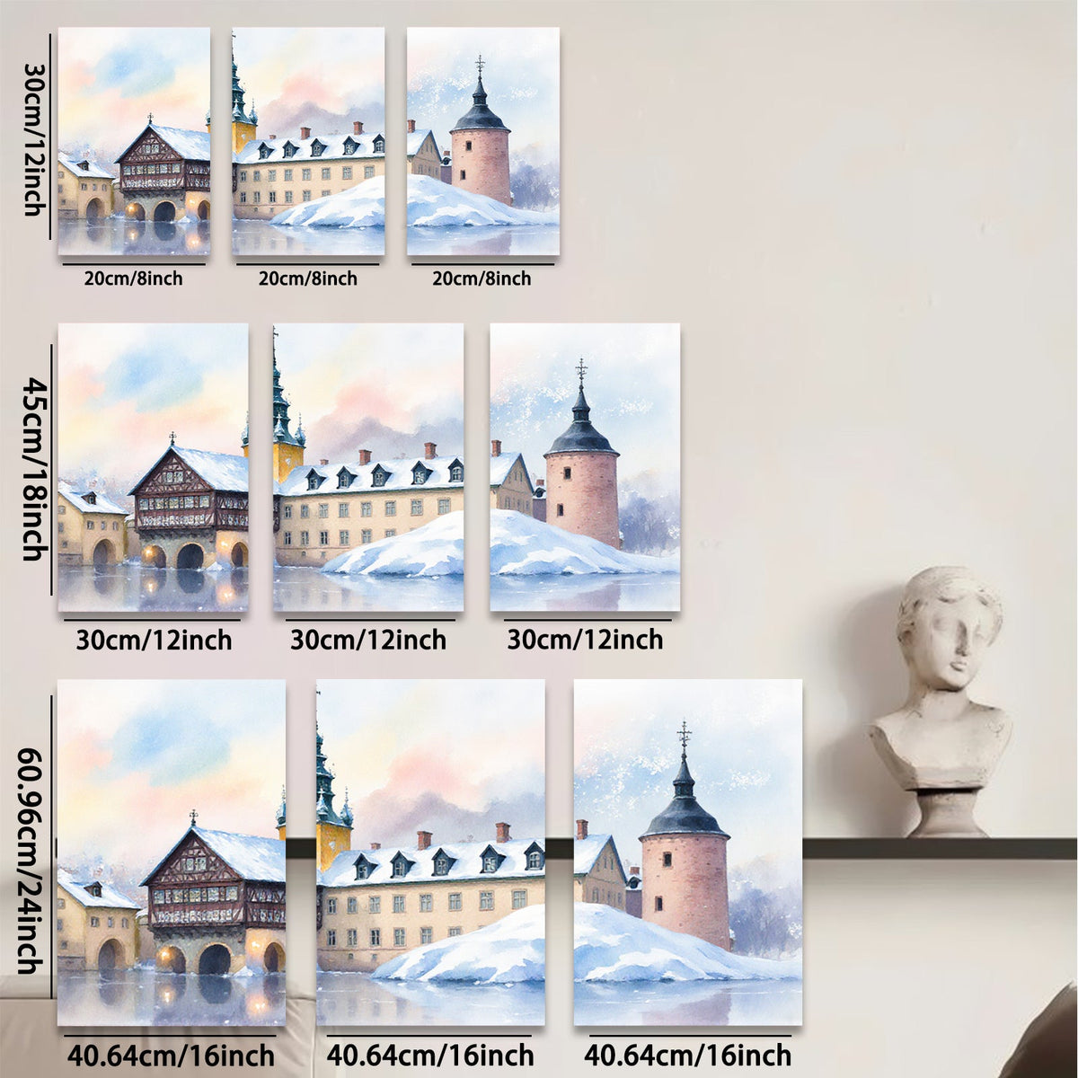 2D flat 1pc Winter Castle Scene Wall Art for Living Room Bedroom Home Decor Farmhouse Style Canvas Prints Modern Artwork Cozy Vibes Gallery Wrapped Ready to Hang