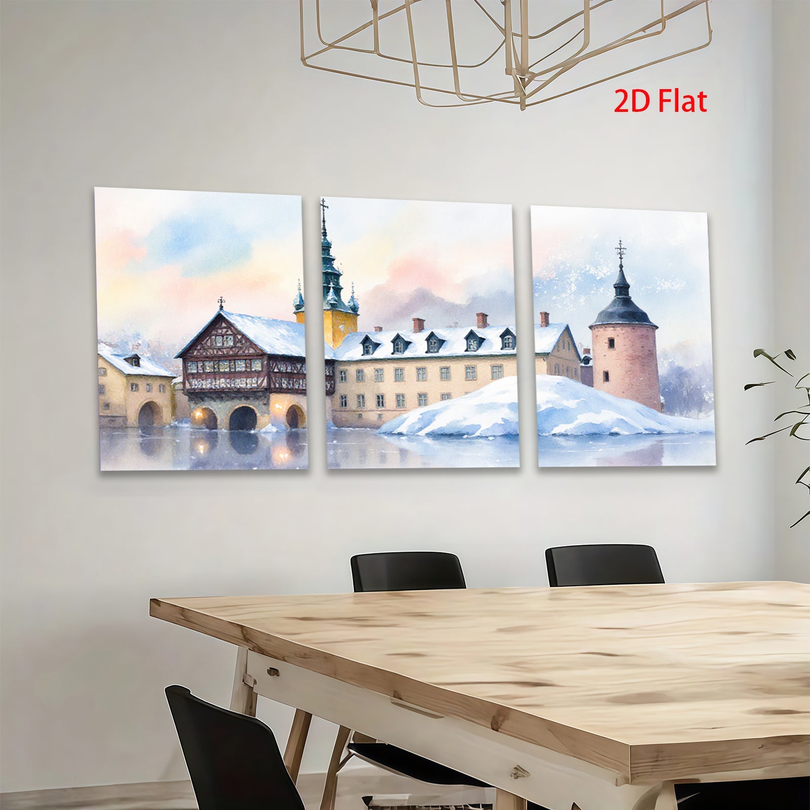 2D flat 1pc Winter Castle Scene Wall Art for Living Room Bedroom Home Decor Farmhouse Style Canvas Prints Modern Artwork Cozy Vibes Gallery Wrapped Ready to Hang