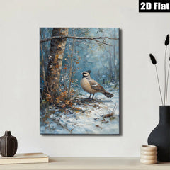 2D flat 1pc Winter Chickadee Snow Scene Wall Art For Living Room Bedroom Farmhouse Decor Cozy Rustic Canvas Prints Modern Home Accents
