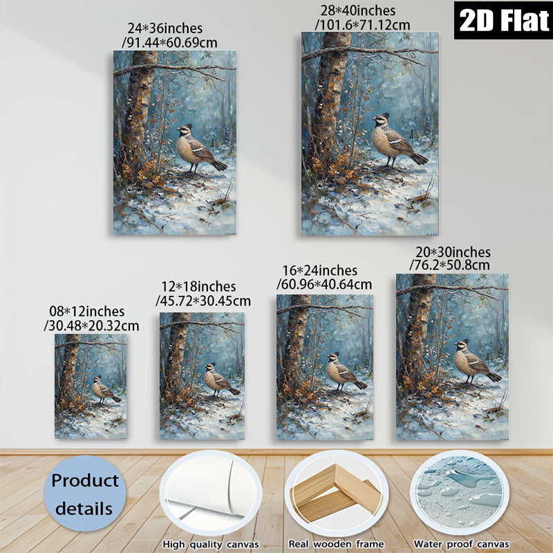 2D flat 1pc Winter Chickadee Snow Scene Wall Art For Living Room Bedroom Farmhouse Decor Cozy Rustic Canvas Prints Modern Home Accents