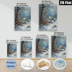 2D flat 1pc Winter Chickadee Snow Scene Wall Art For Living Room Bedroom Farmhouse Decor Cozy Rustic Canvas Prints Modern Home Accents