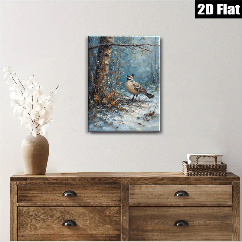 2D flat 1pc Winter Chickadee Snow Scene Wall Art For Living Room Bedroom Farmhouse Decor Cozy Rustic Canvas Prints Modern Home Accents