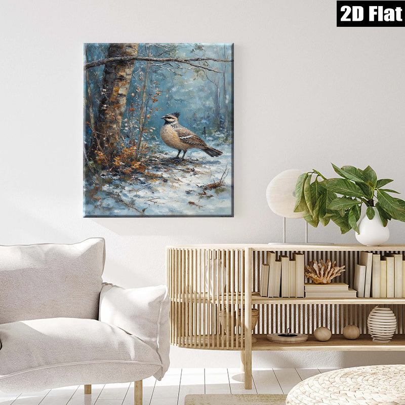 2D flat 1pc Winter Chickadee Snow Scene Wall Art For Living Room Bedroom Farmhouse Decor Cozy Rustic Canvas Prints Modern Home Accents