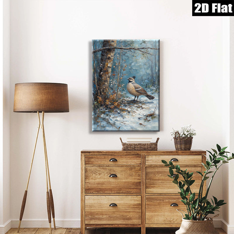 2D flat 1pc Winter Chickadee Snow Scene Wall Art For Living Room Bedroom Farmhouse Decor Cozy Rustic Canvas Prints Modern Home Accents