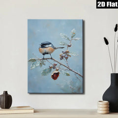 2D flat 1pc Winter Chickadee on Branch Farmhouse Wall Decor Living Room Bedroom Art Prints Canvas Paintings Cozy Rustic Home Decorations