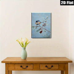 2D flat 1pc Winter Chickadee on Branch Farmhouse Wall Decor Living Room Bedroom Art Prints Canvas Paintings Cozy Rustic Home Decorations