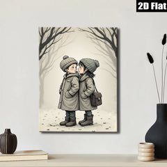 2D flat 1pc Winter Children Portrait Cozy Artwork for Kids Room Nursery Decor Wall Art Prints Home Decoration Modern Farmhouse Style Living Room Canvas