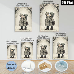 2D flat 1pc Winter Children Portrait Cozy Artwork for Kids Room Nursery Decor Wall Art Prints Home Decoration Modern Farmhouse Style Living Room Canvas