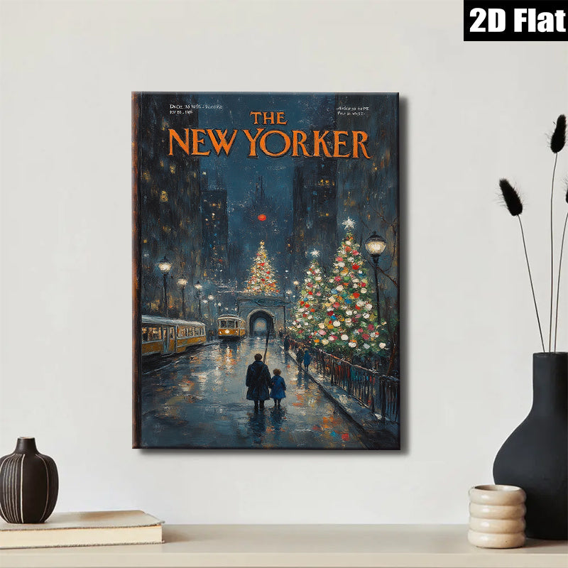 2D flat 1pc Winter City Street Scene cozy living room bedroom wall decor farmhouse style modern art canvas prints