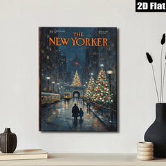 2D flat 1pc Winter City Street Scene cozy living room bedroom wall decor farmhouse style modern art canvas prints