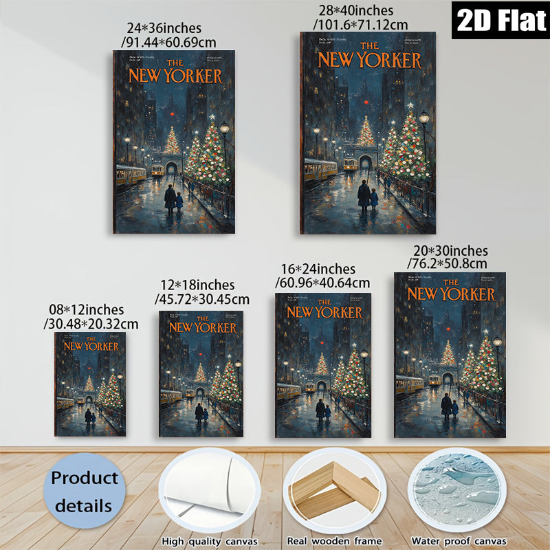 2D flat 1pc Winter City Street Scene cozy living room bedroom wall decor farmhouse style modern art canvas prints