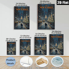 2D flat 1pc Winter City Street Scene cozy living room bedroom wall decor farmhouse style modern art canvas prints