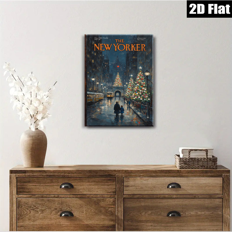 2D flat 1pc Winter City Street Scene cozy living room bedroom wall decor farmhouse style modern art canvas prints