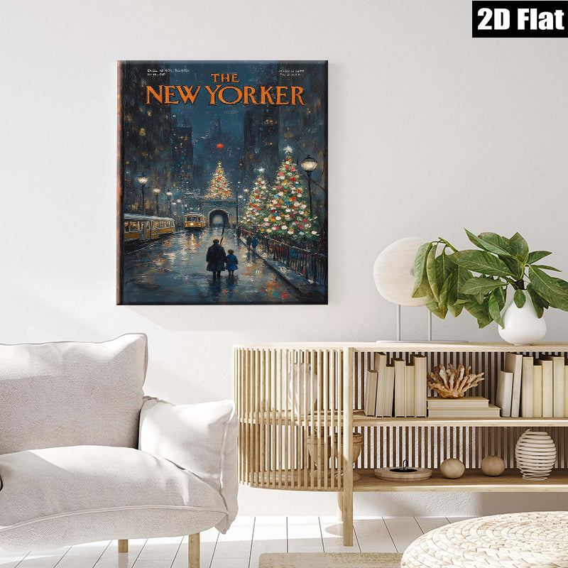 2D flat 1pc Winter City Street Scene cozy living room bedroom wall decor farmhouse style modern art canvas prints